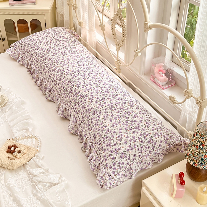 91家纺网 家纺一手货源 找家纺 圣比熊 2026新款A类云朵棉夹棉花边枕套宿舍情侣双人加长枕芯内胆套-双人枕套 紫韵星野（花边夹棉）