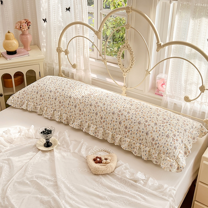 91家纺网 家纺一手货源 找家纺 圣比熊 2026新款A类云朵棉夹棉花边枕套宿舍情侣双人加长枕芯内胆套-双人枕套 花蔓清风（花边夹棉）