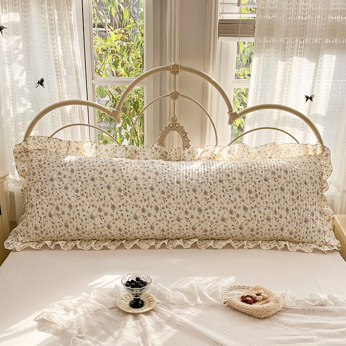 91家纺网 家纺一手货源 找家纺 圣比熊 2026新款A类云朵棉夹棉花边枕套宿舍情侣双人加长枕芯内胆套-双人枕套 花蔓清风（花边夹棉）