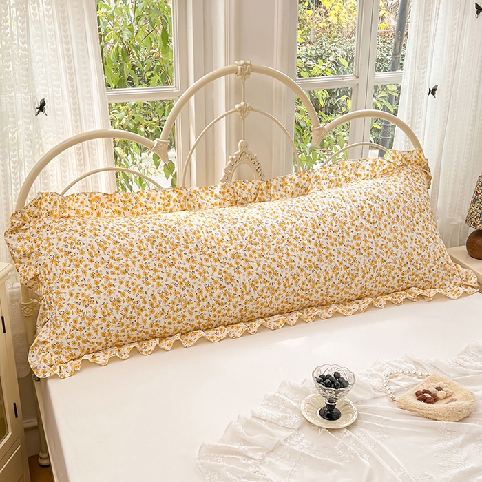 91家纺网 家纺一手货源 找家纺 圣比熊 2026新款A类云朵棉夹棉花边枕套宿舍情侣双人加长枕芯内胆套-双人枕套 春日暖阳（花边夹棉）