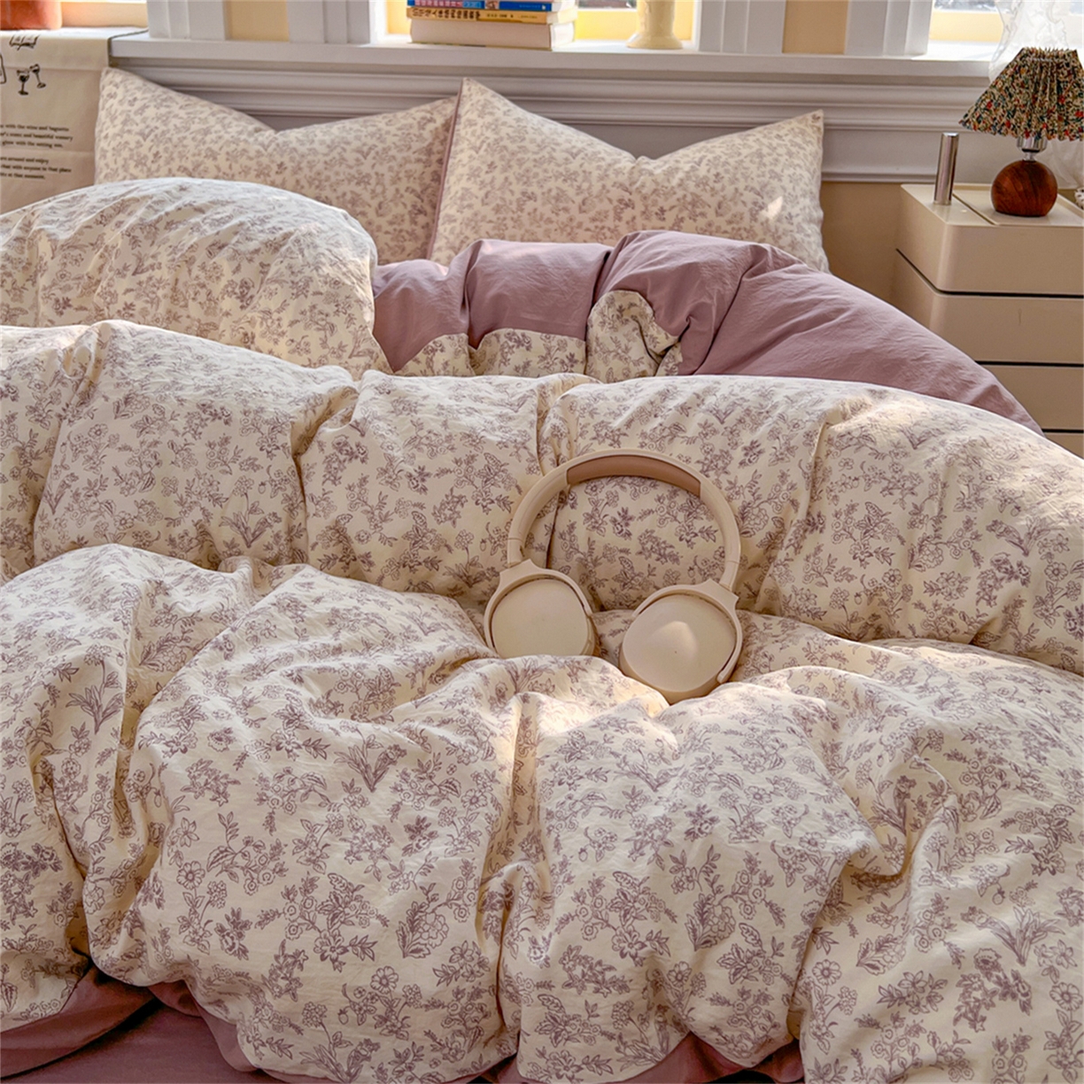 91家纺网 家纺一手货源 找家纺 瑞钰 2026新款A类古法水洗仿棉云感纱四件套南风