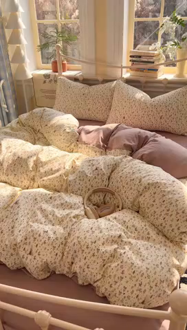 91家纺网 家纺一手货源 找家纺 瑞钰 2026新款A类古法水洗仿棉云感纱四件套秋水