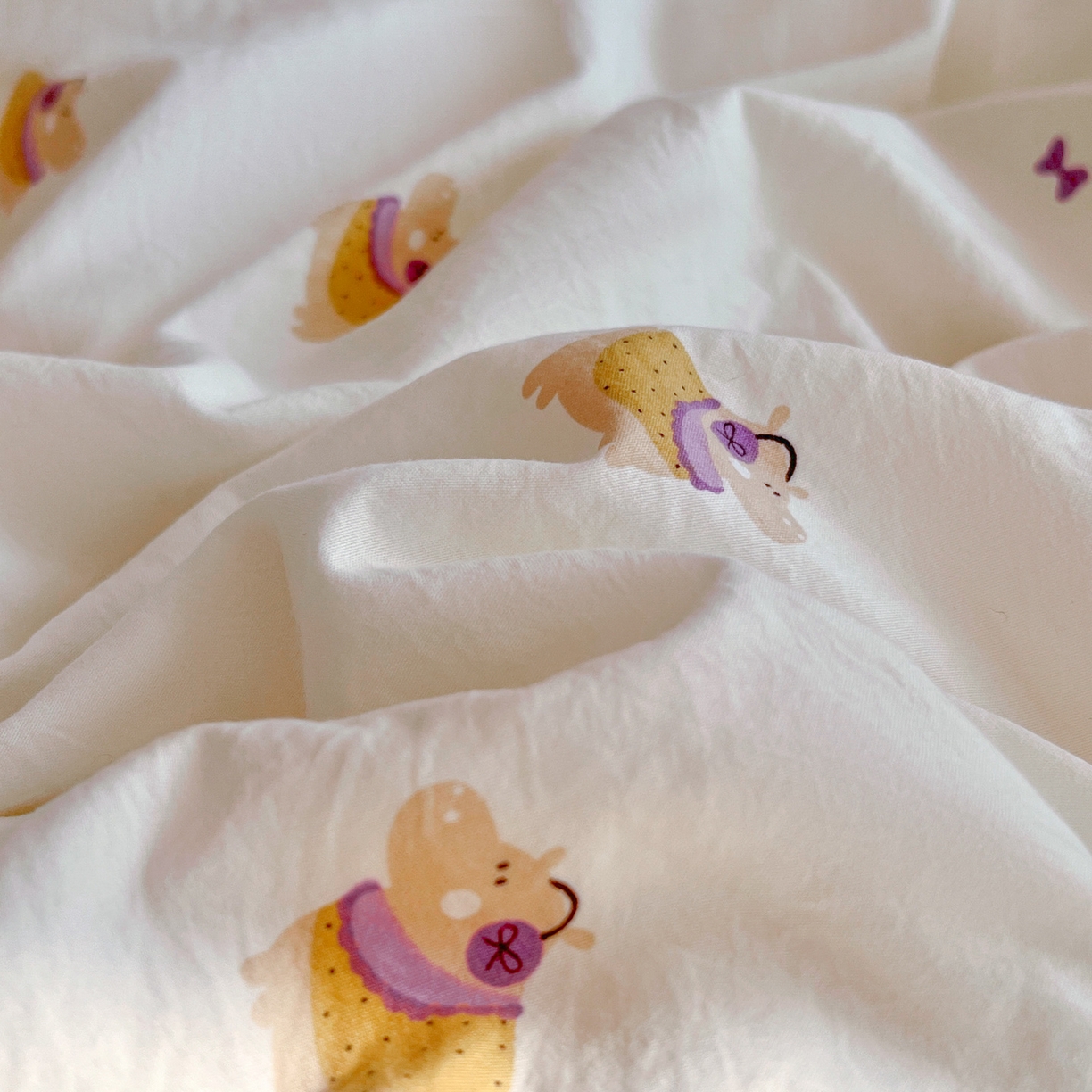 91家纺网 家纺一手货源 找家纺 瑞钰 2026新款A类古法水洗仿棉云感纱四件套小夜曲