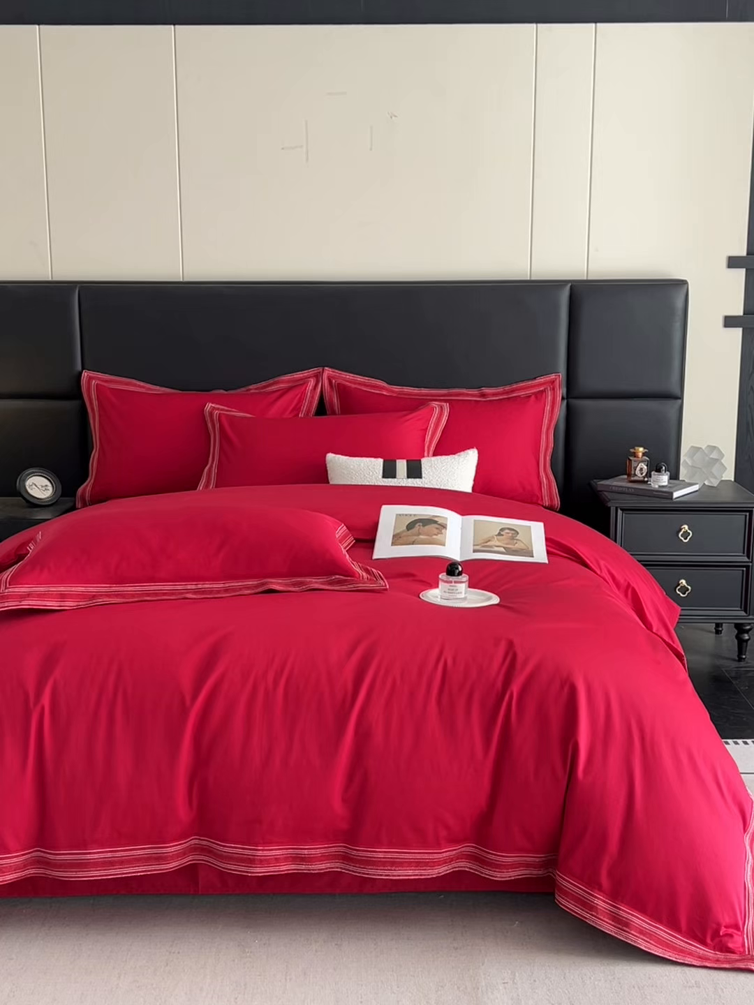 91家纺网 家纺一手货源 找家纺 （总）置顶家纺 2025新款50双股支长绒棉纯棉宽边四件套-米西雅