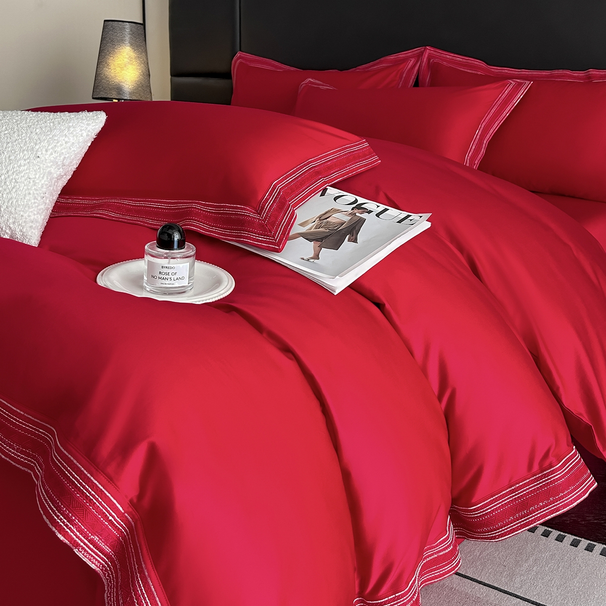 91家纺网 家纺一手货源 找家纺 （总）置顶家纺 2025新款50双股支长绒棉纯棉宽边四件套-米西雅