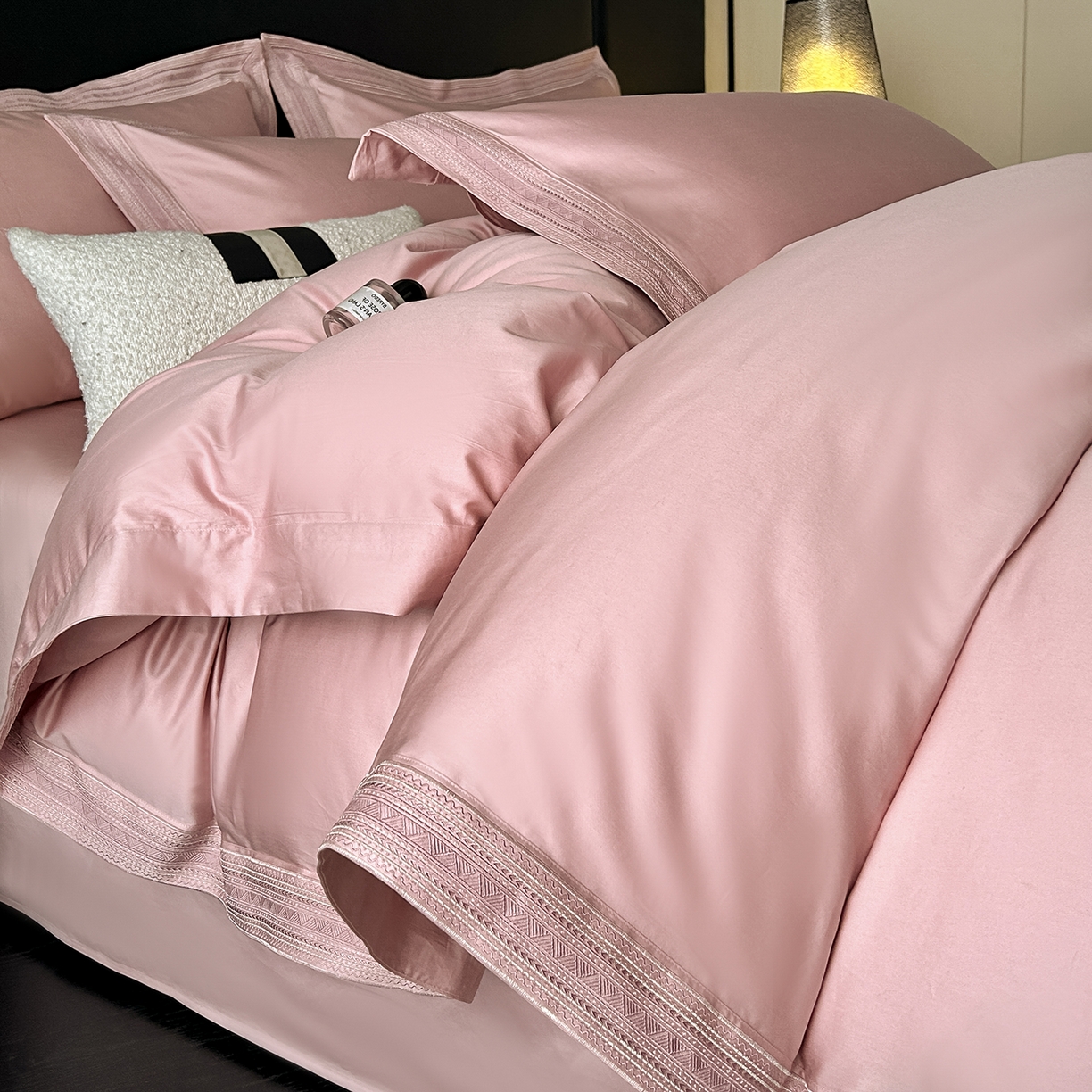 置顶家纺 2025新款50双股支长绒棉纯棉宽边四件套-米西雅 米西雅-豆沙紫