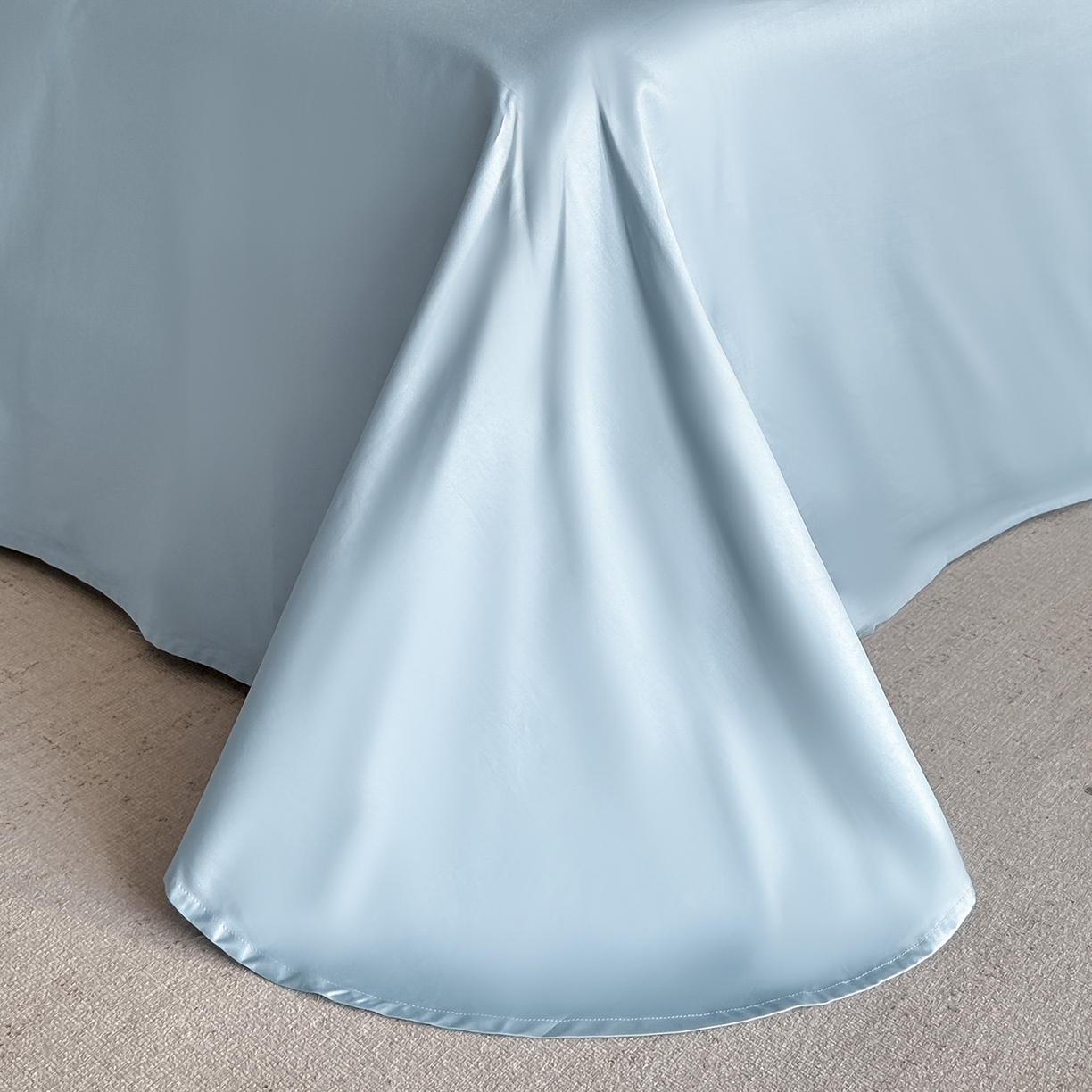 91家纺网 家纺一手货源 找家纺 置顶家纺 2025新款50双股支长绒棉纯棉宽边四件套-米西雅 米西雅-天蓝