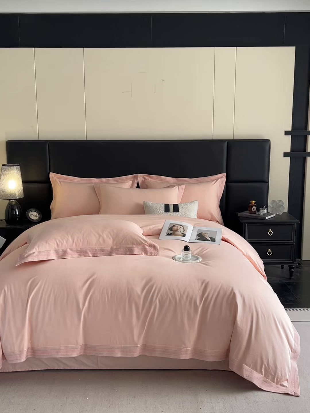 91家纺网 家纺一手货源 找家纺 置顶家纺 2025新款50双股支长绒棉纯棉宽边四件套-米西雅 米西雅-玉色