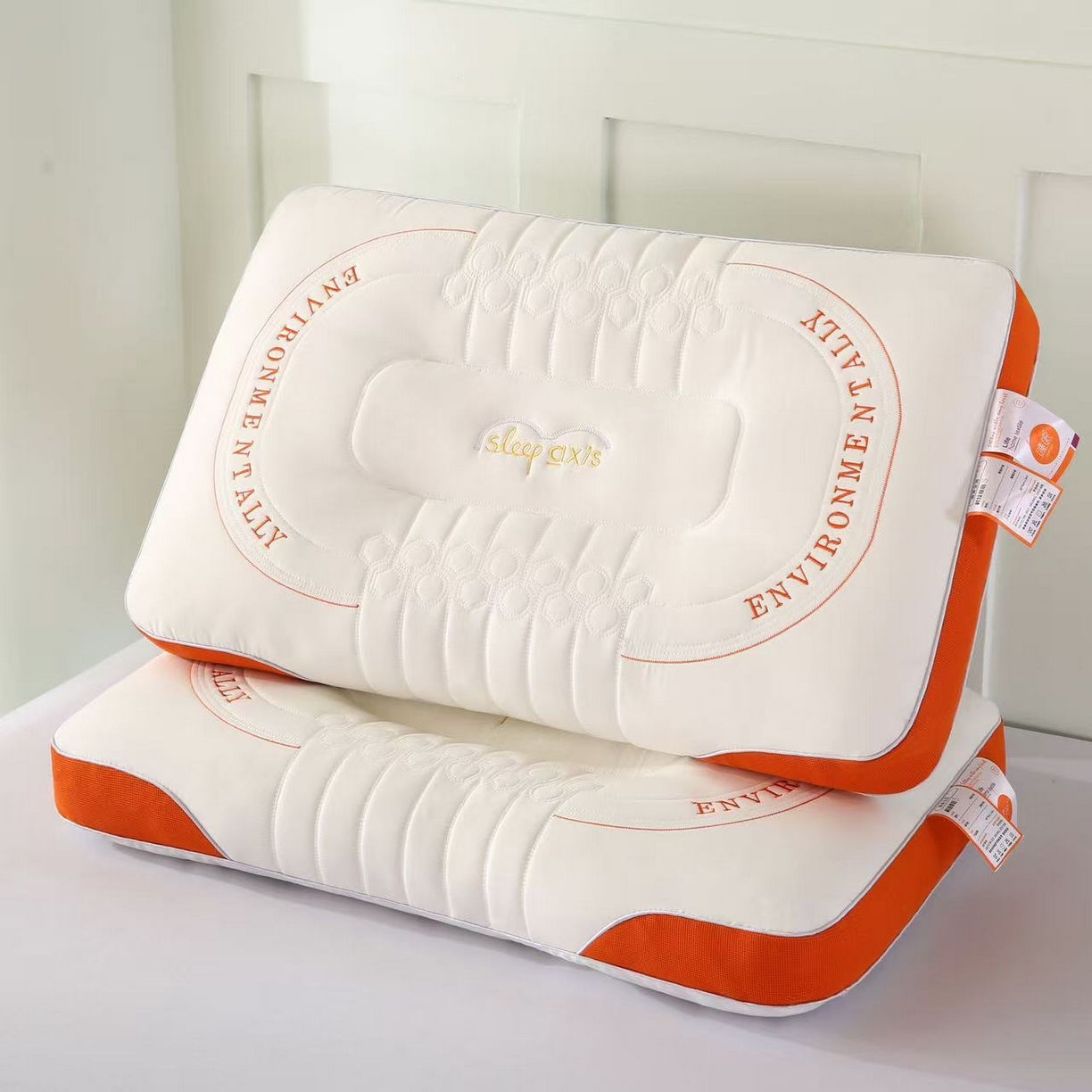 91家纺网 家纺一手货源 找家纺 （总）2024新款亚朵同款蓝白双拼零压柔糯慢回弹记忆枕