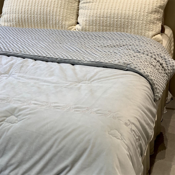 91家纺网 家纺一手货源 找家纺 （总）汇庭 2025秋冬新款樱桃绒双人豆豆被系列