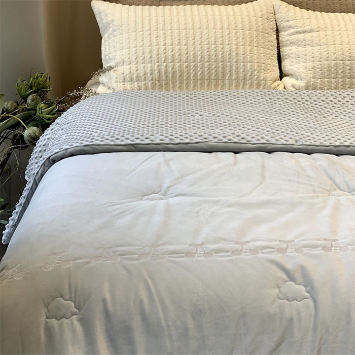 91家纺网 家纺一手货源 找家纺 （总）汇庭 2025秋冬新款樱桃绒双人豆豆被系列