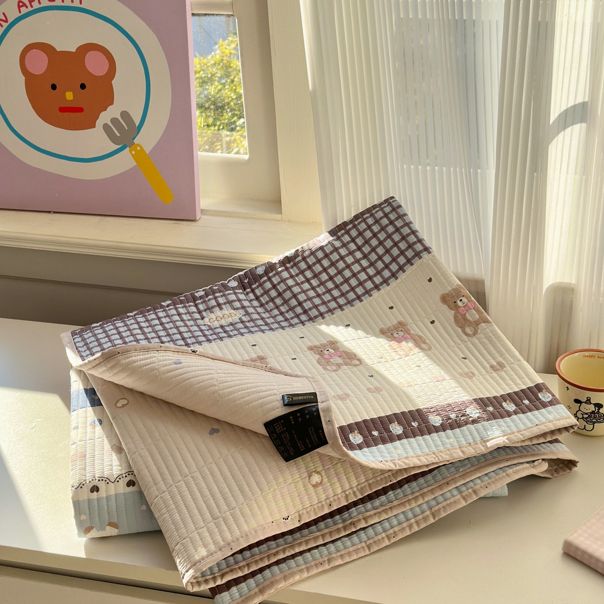 91家纺网 家纺一手货源 找家纺 （总）乐童家纺 2026新款双面纯棉小清新印花床盖款四件套