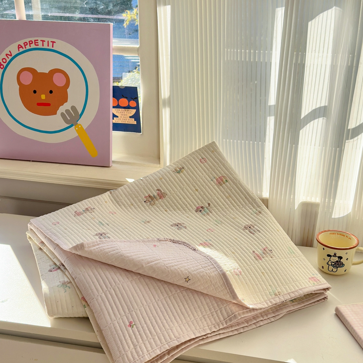 乐童家纺 2026新款双面纯棉小清新印花床盖款四件套 床盖款-彩绘汪汪