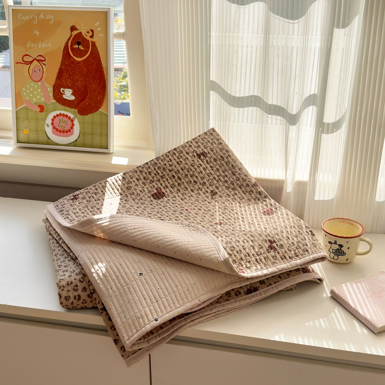 乐童家纺 2026新款双面纯棉小清新印花床盖款四件套 床盖款-千禧少女