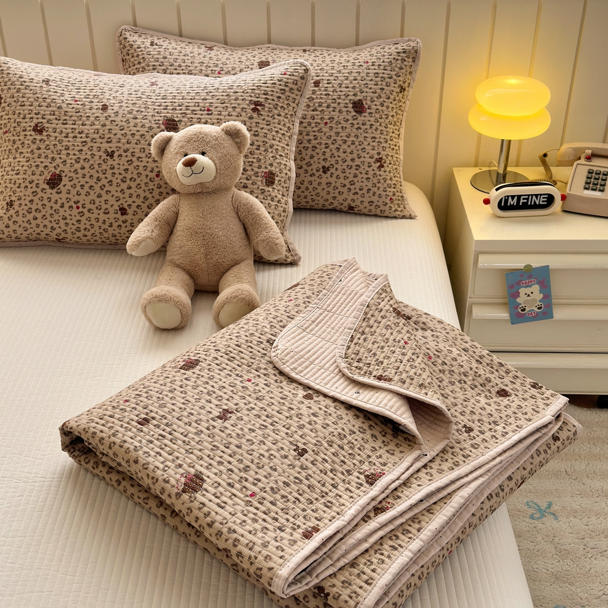 91家纺网 家纺一手货源 找家纺 乐童家纺 2026新款双面纯棉小清新印花床盖款四件套 床盖款-千禧少女