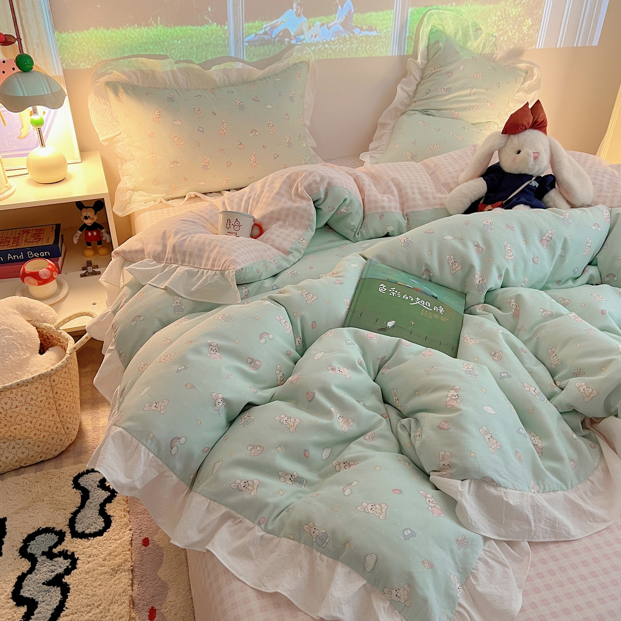 91家纺网 家纺一手货源 找家纺 （总）六巷胡同 2026春夏新款韩系花边款卡通全棉四件套（第二系列）风格一