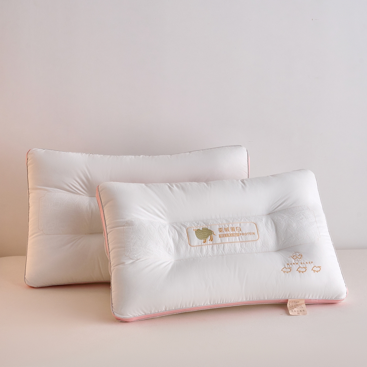 91家纺网 家纺一手货源 找家纺 鼎晟纺 2026新款驼绒蛋白护颈枕学生枕头成人枕芯 驼绒蛋白-高枕-一对装