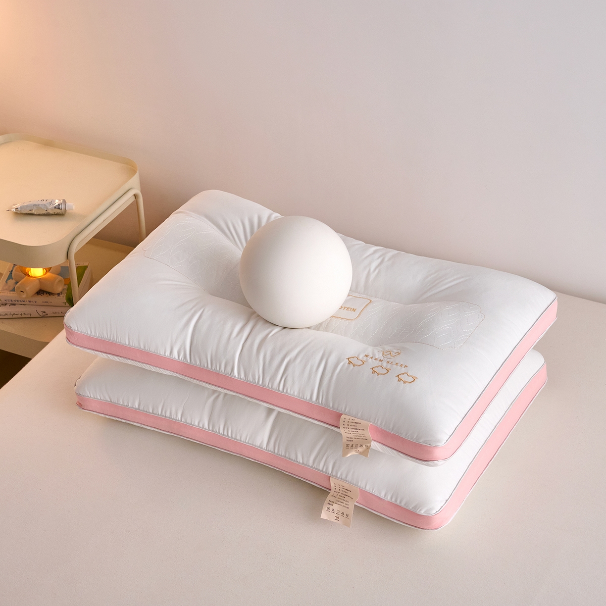 91家纺网 家纺一手货源 找家纺 鼎晟纺 2026新款驼绒蛋白护颈枕学生枕头成人枕芯 驼绒蛋白-中枕-一对装