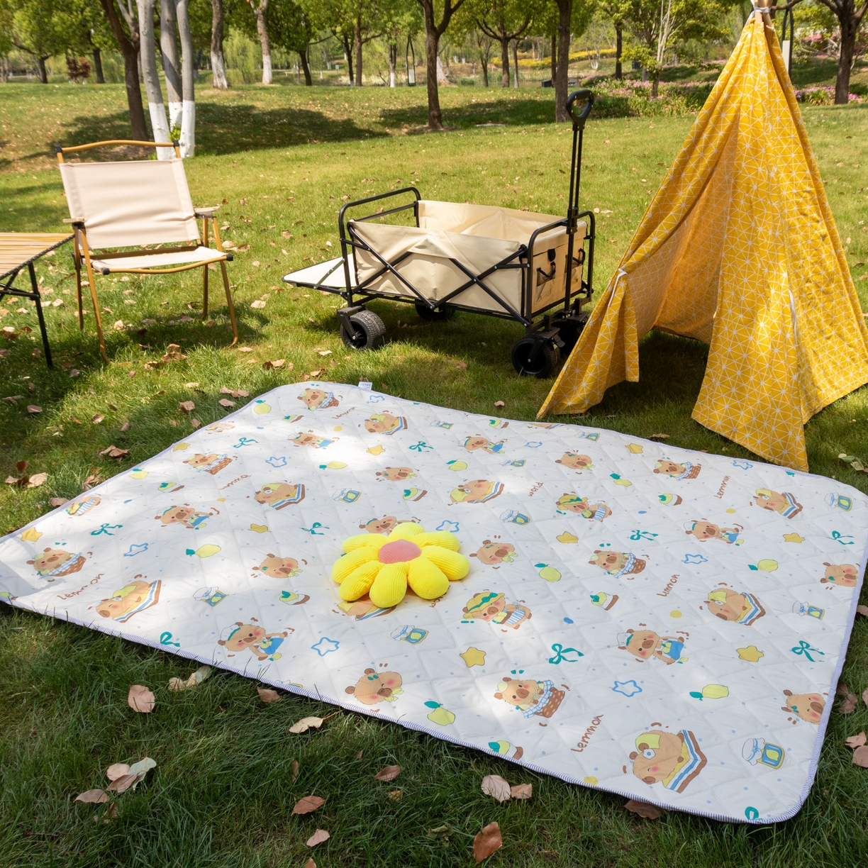 91家纺网 家纺一手货源 找家纺 欣宜家纺 2025新款铝底防水野餐垫防潮宝宝地垫爬爬垫露营垫帐篷垫 波点卡皮