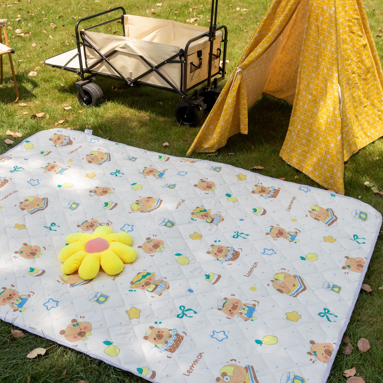 91家纺网 家纺一手货源 找家纺 欣宜家纺 2025新款铝底防水野餐垫防潮宝宝地垫爬爬垫露营垫帐篷垫 波点卡皮