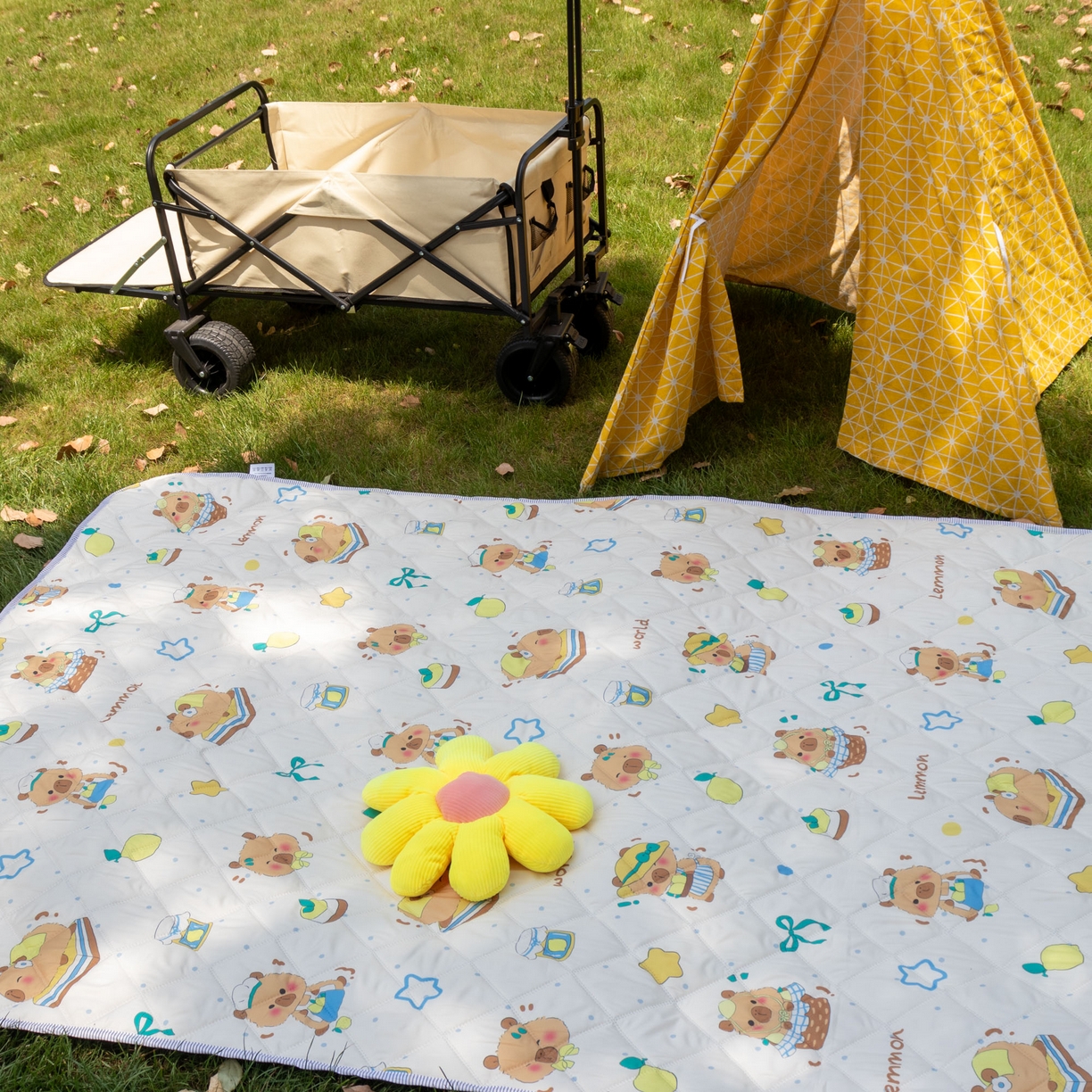 91家纺网 家纺一手货源 找家纺 欣宜家纺 2025新款铝底防水野餐垫防潮宝宝地垫爬爬垫露营垫帐篷垫 波点卡皮