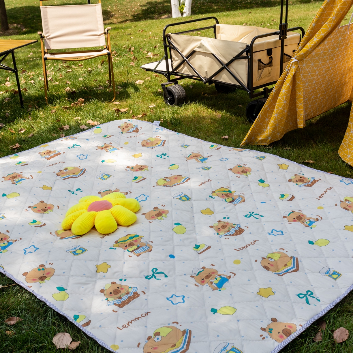 91家纺网 家纺一手货源 找家纺 欣宜家纺 2025新款铝底防水野餐垫防潮宝宝地垫爬爬垫露营垫帐篷垫 波点卡皮