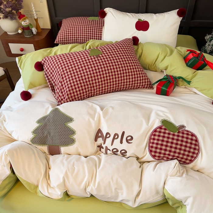 91家纺网 家纺一手货源 找家纺 （总）炫拼家纺 2026新款卡通毛巾绣A类全棉40支水洗棉贴布绣平绣纯棉四件套-毛球系列（专票6-7%）