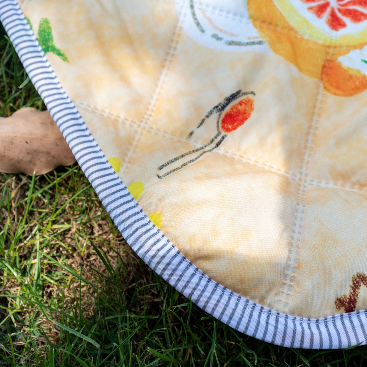 91家纺网 家纺一手货源 找家纺 欣宜家纺 2025新款铝底防水野餐垫防潮宝宝地垫爬爬垫露营垫帐篷垫 橘子酱