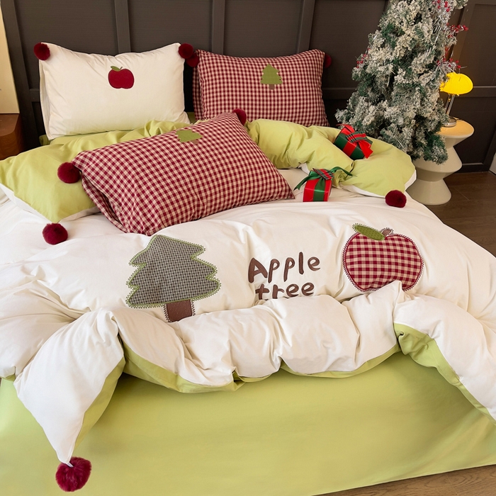 91家纺网 家纺一手货源 找家纺 炫拼家纺 2026新款卡通毛巾绣A类全棉40支水洗棉贴布绣平绣纯棉四件套-毛球系列 毛球-平安喜乐