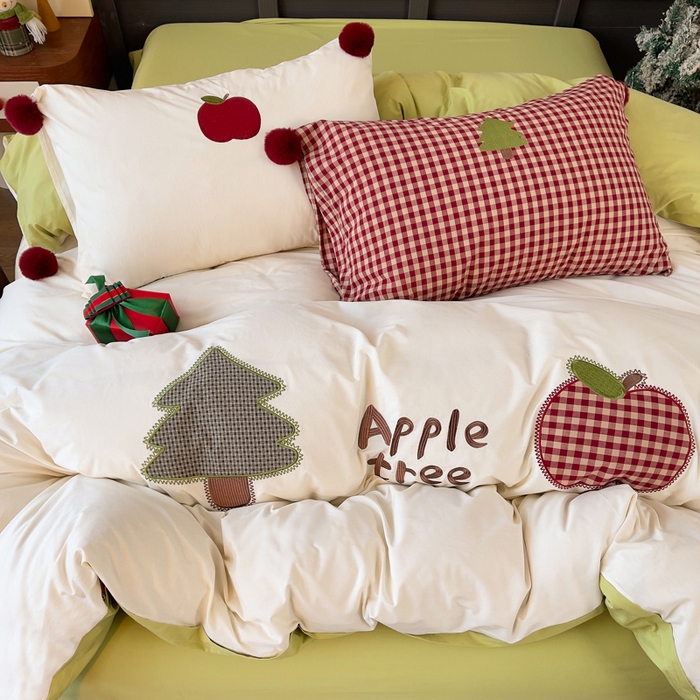 91家纺网 家纺一手货源 找家纺 炫拼家纺 2026新款卡通毛巾绣A类全棉40支水洗棉贴布绣平绣纯棉四件套-毛球系列 毛球-平安喜乐