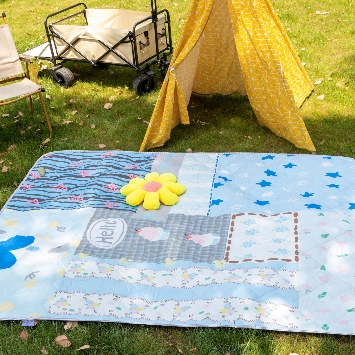 91家纺网 家纺一手货源 找家纺 欣宜家纺 2025新款铝底防水野餐垫防潮宝宝地垫爬爬垫露营垫帐篷垫 悠闲假日