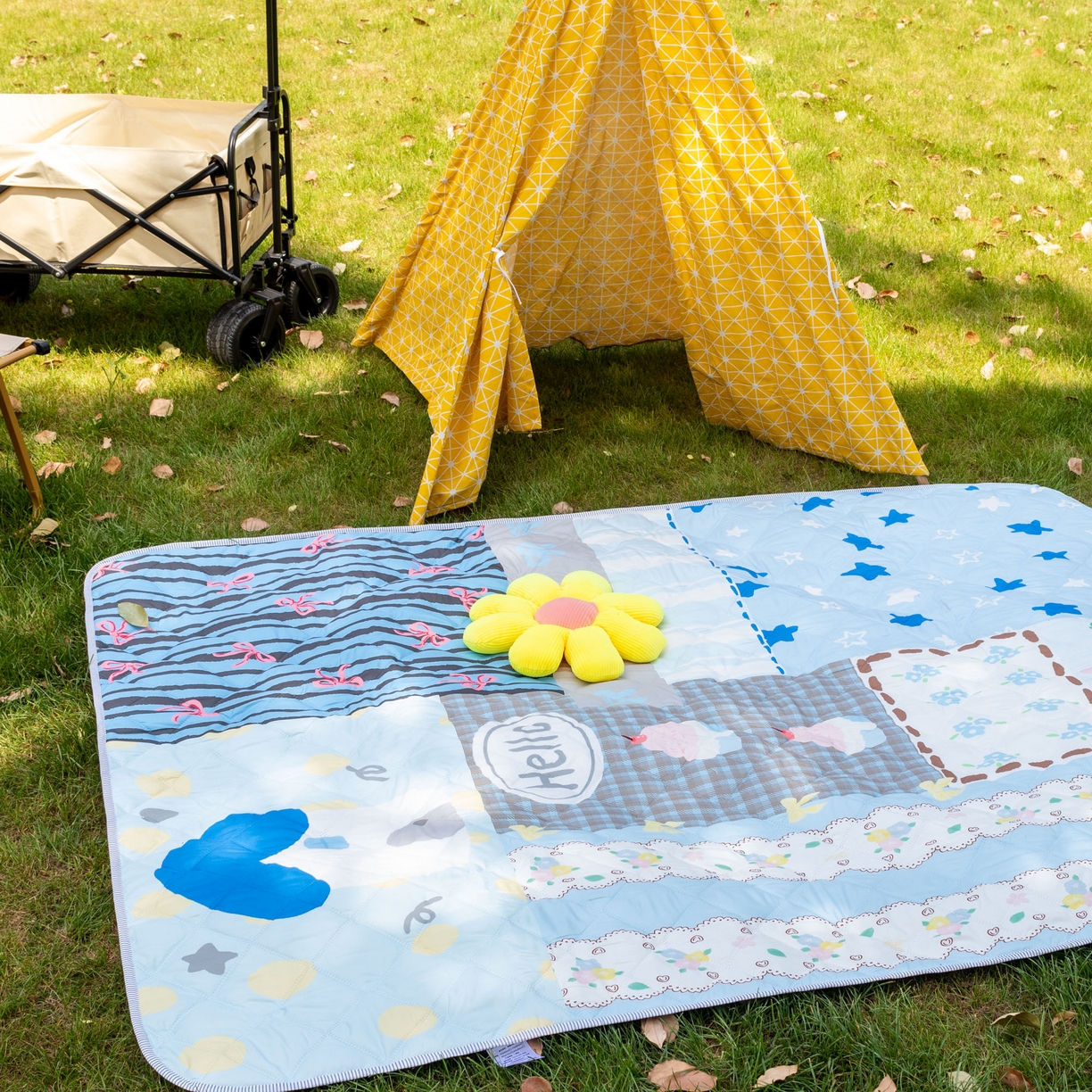 91家纺网 家纺一手货源 找家纺 欣宜家纺 2025新款铝底防水野餐垫防潮宝宝地垫爬爬垫露营垫帐篷垫 悠闲假日