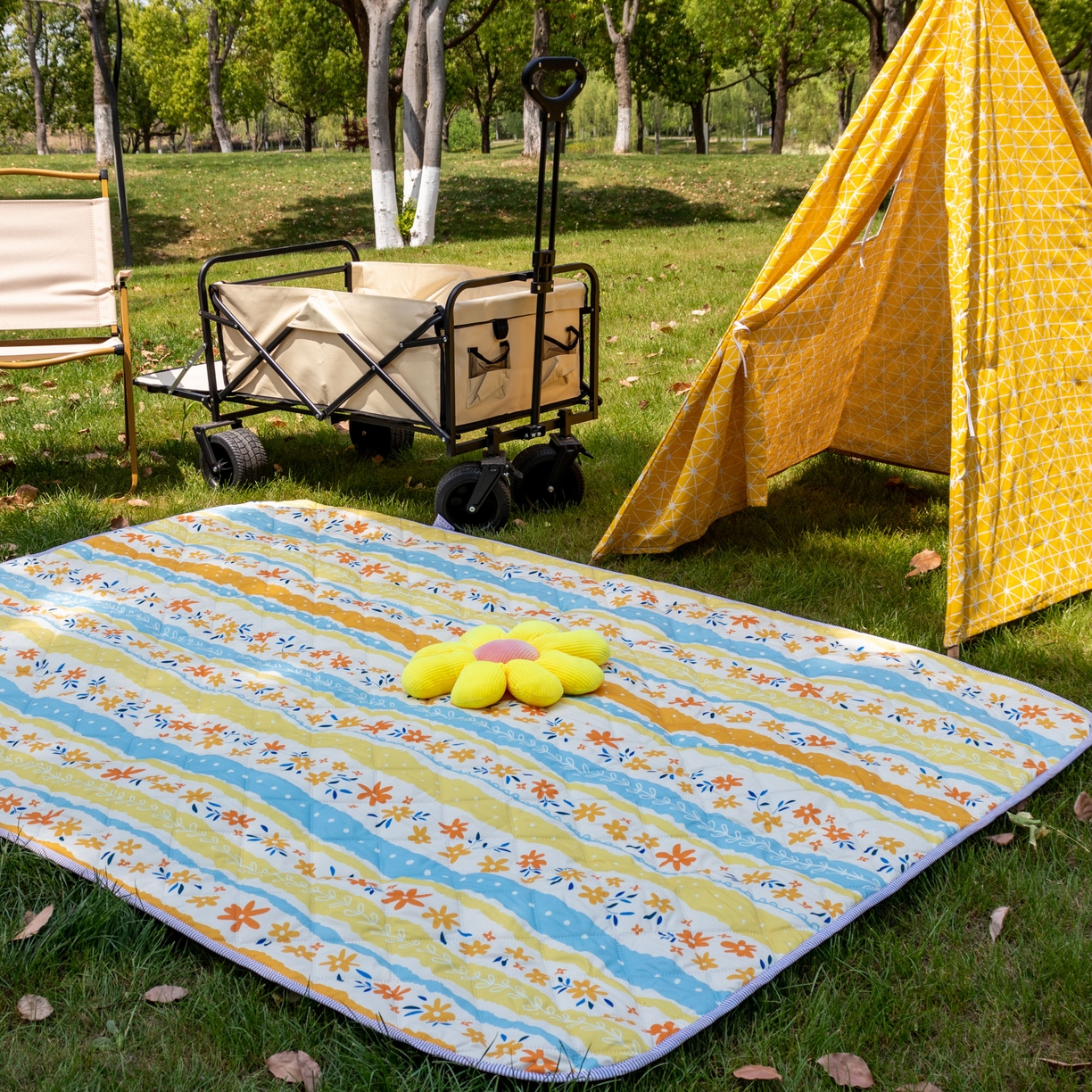 欣宜家纺 2025新款铝底防水野餐垫防潮宝宝地垫爬爬垫露营垫帐篷垫 紫藤花