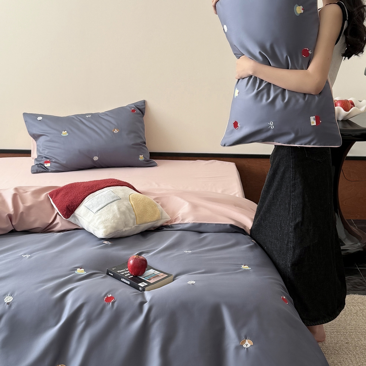 91家纺网 家纺一手货源 找家纺 （总）鹿班家居 2026春季新品100S长绒棉精密刺绣系列四件套-彩虹绘梦（标准会员-20元)