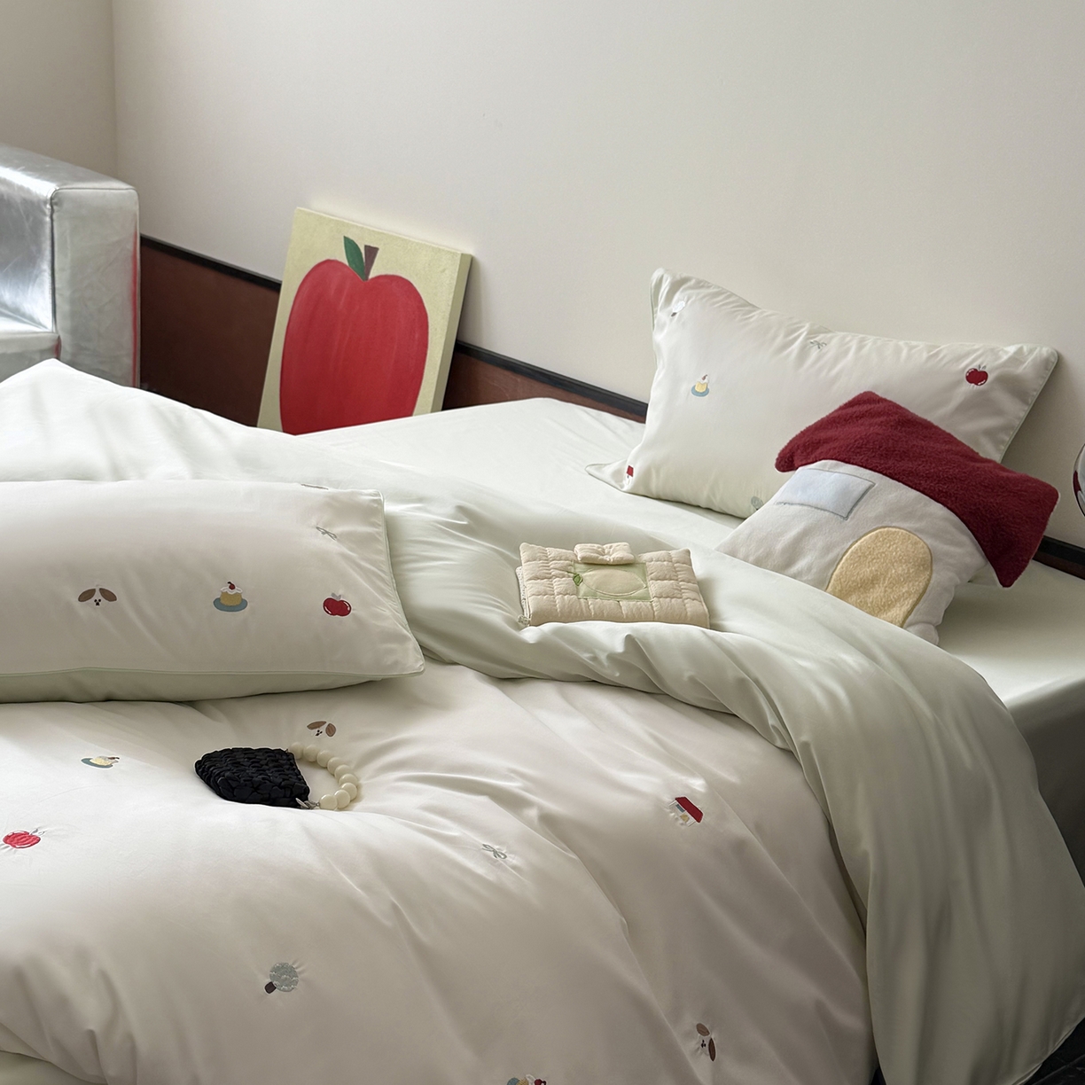 91家纺网 家纺一手货源 找家纺 鹿班家居 2026春季新品100S长绒棉精密刺绣系列四件套-彩虹绘梦（标准会员-20元) 彩虹绘梦-草绿