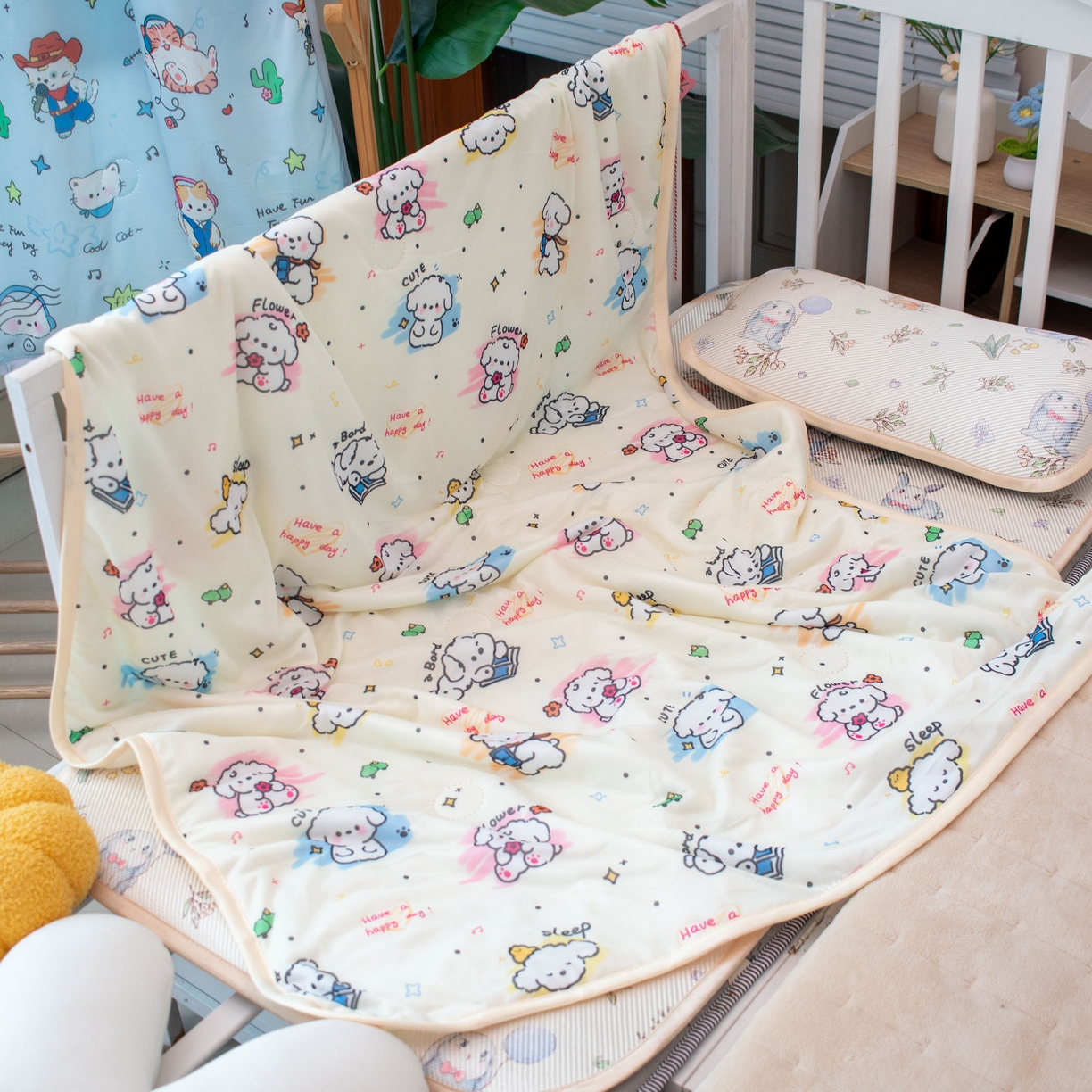 91家纺网 家纺一手货源 找家纺 欣宜家纺 2025新款母婴级卡通冰淇淋夏被夏凉空调冰丝薄款被芯可机洗凉感丝冰皮被子 被子被芯 乖乖狗