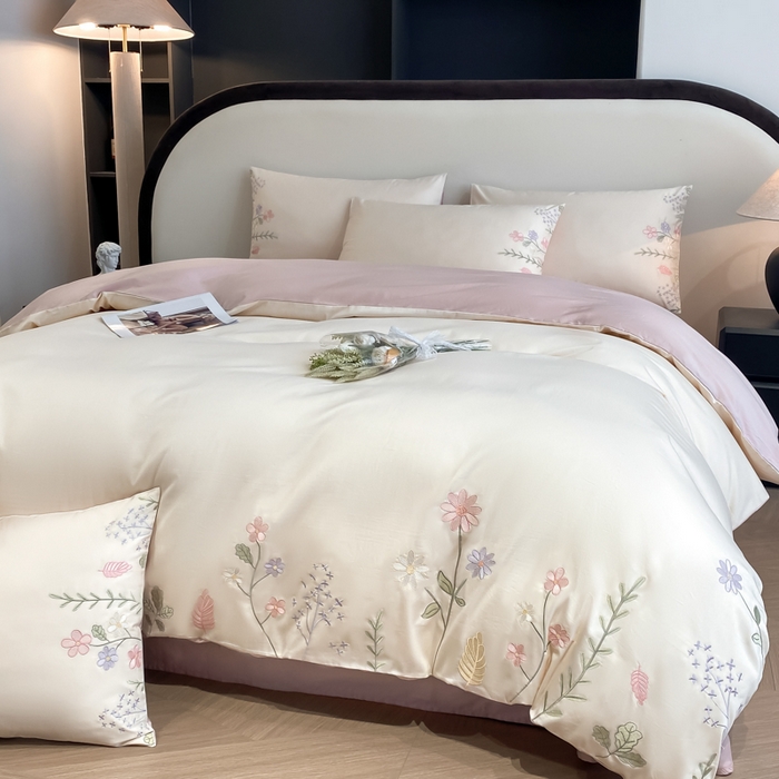 91家纺网 家纺一手货源 找家纺 （总）欣宜家纺 2025新款全棉长绒棉刺绣绣花款纯棉四件套高端礼盒款-洛可系列