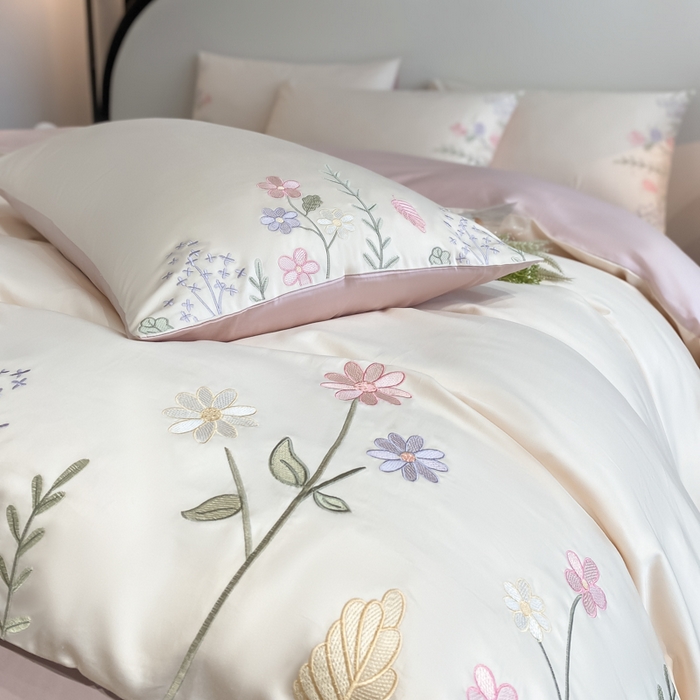 91家纺网 家纺一手货源 找家纺 （总）欣宜家纺 2025新款全棉长绒棉刺绣绣花款纯棉四件套高端礼盒款-洛可系列