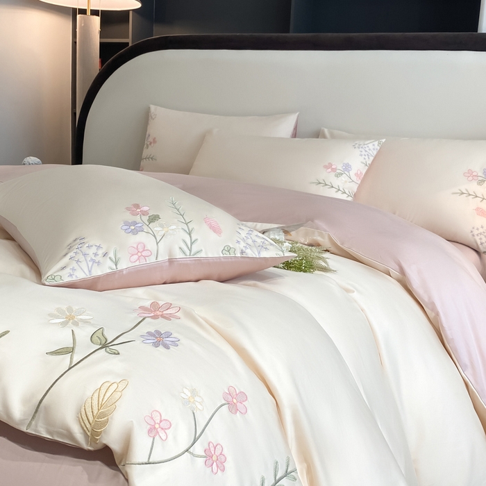 91家纺网 家纺一手货源 找家纺 （总）欣宜家纺 2025新款全棉长绒棉刺绣绣花款纯棉四件套高端礼盒款-洛可系列