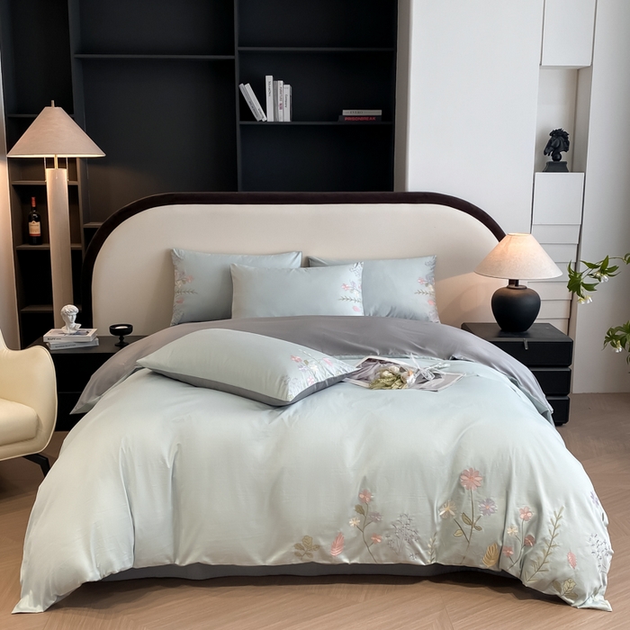 91家纺网 家纺一手货源 找家纺 （总）欣宜家纺 2025新款全棉长绒棉刺绣绣花款纯棉四件套高端礼盒款-洛可系列