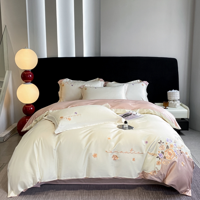 欣宜家纺 2025新款纯棉全棉长绒棉刺绣绣花高端礼盒四件套-梦境 梦境奶昔白