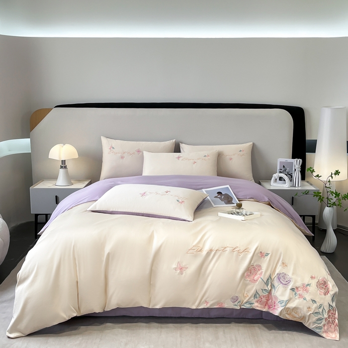 91家纺网 家纺一手货源 找家纺 （总）欣宜家纺 2025新款纯棉全棉长绒棉刺绣绣花四件套高端礼盒款-爱丽丝