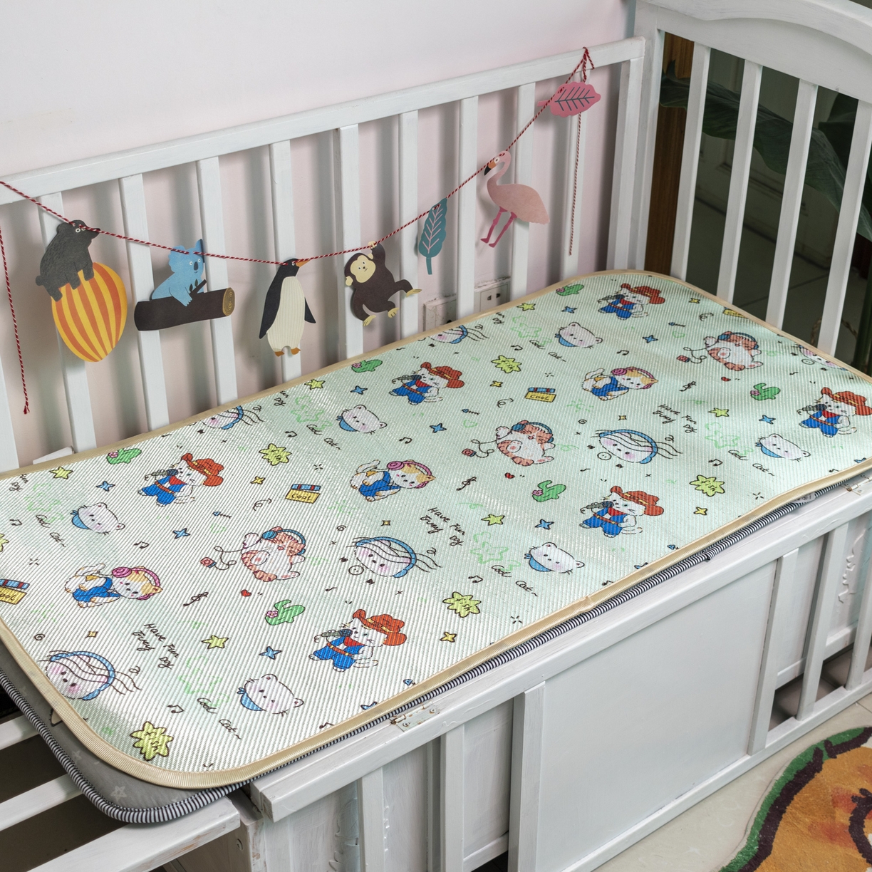 91家纺网 家纺一手货源 找家纺 欣宜家纺 2025新款可爱卡通儿童冰藤席 牛仔猫