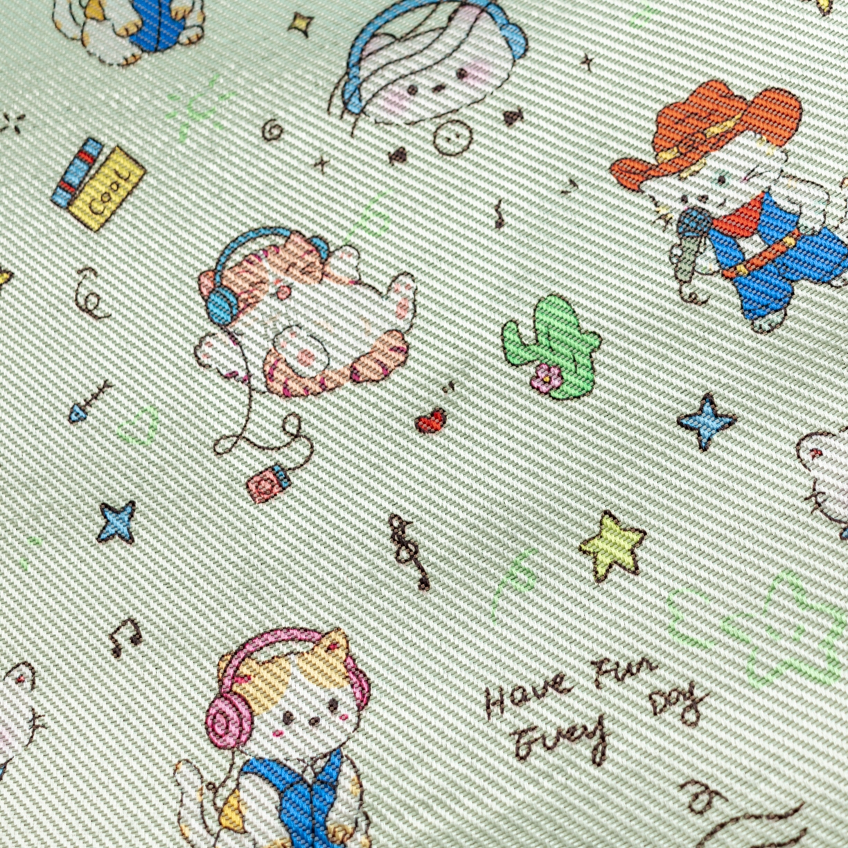 91家纺网 家纺一手货源 找家纺 欣宜家纺 2025新款可爱卡通儿童冰藤席 牛仔猫