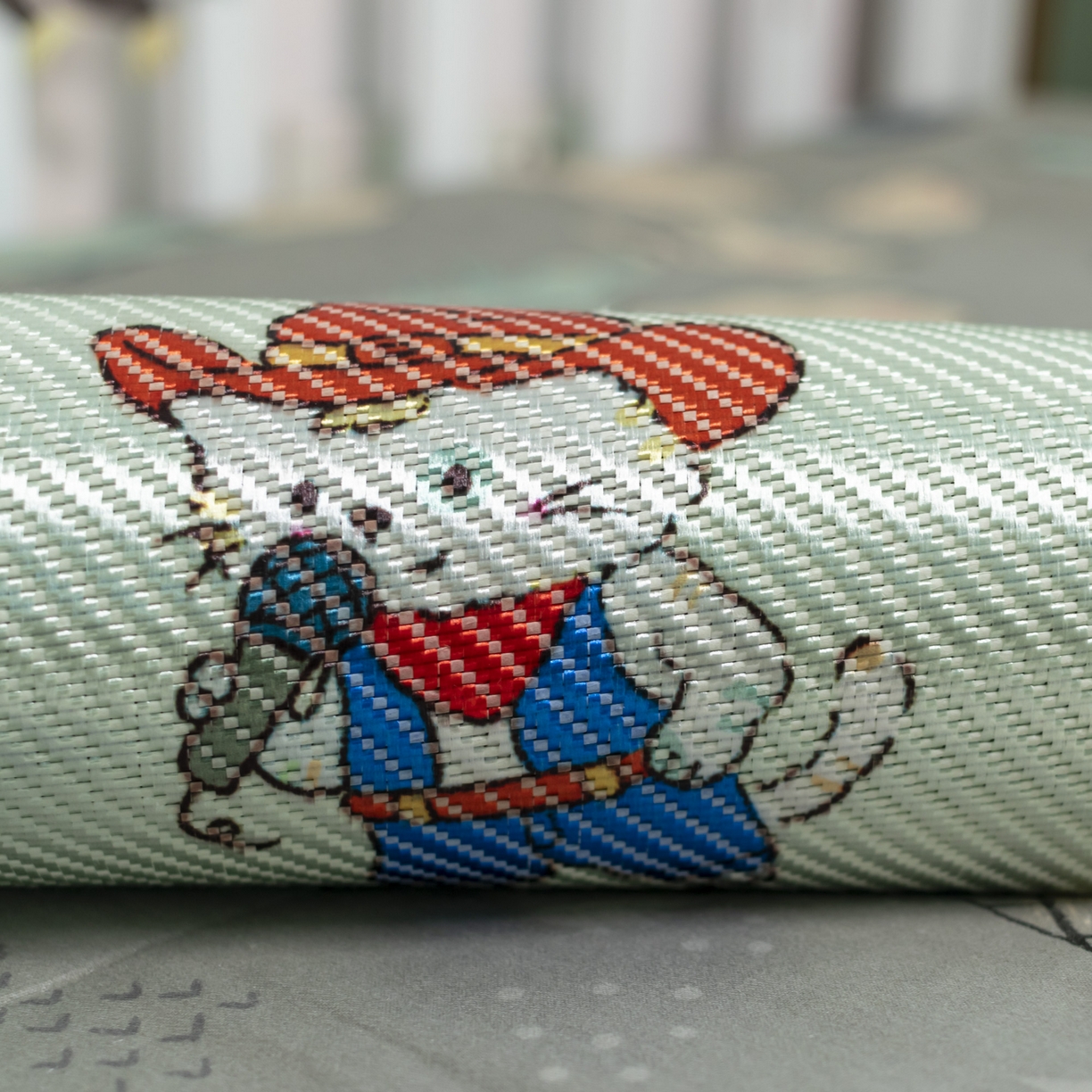 91家纺网 家纺一手货源 找家纺 欣宜家纺 2025新款可爱卡通儿童冰藤席 牛仔猫