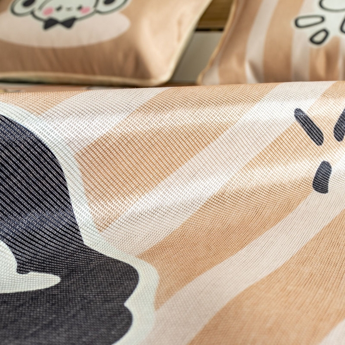 91家纺网 家纺一手货源 找家纺 欣宜家纺 2025新款母婴级夏季新款小清新数码印花凉感冰丝席三件套空调席（有质检报告） 动物乐园