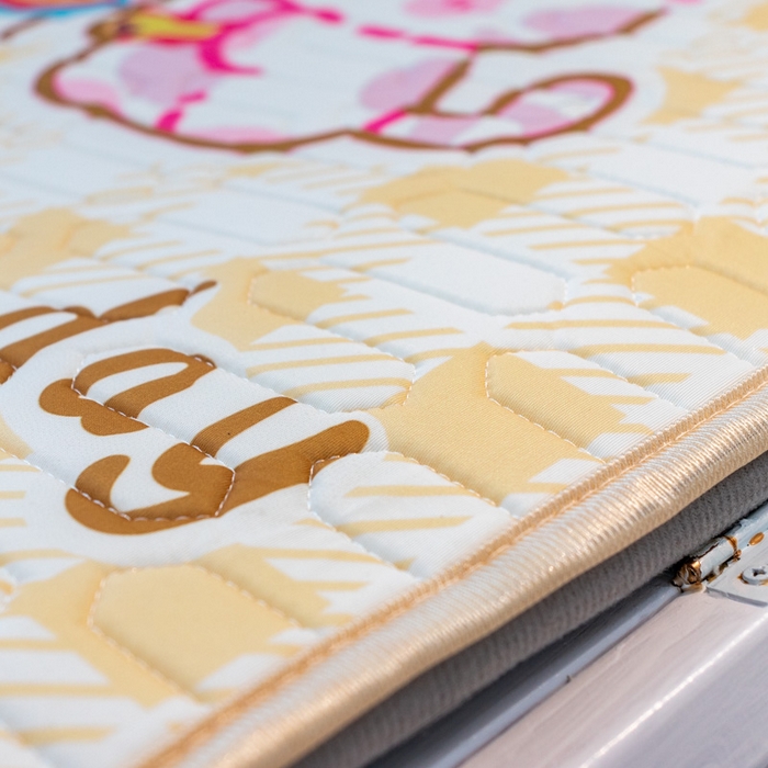 91家纺网 家纺一手货源 找家纺 欣宜家纺 2025新款母婴级儿童乳胶凉席空调席 黄格小兔