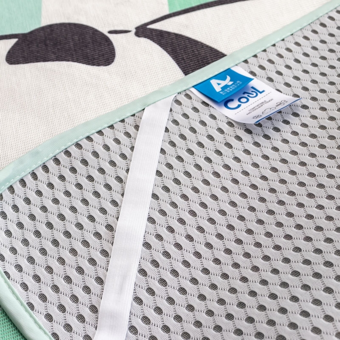 91家纺网 家纺一手货源 找家纺 欣宜家纺 2025新款母婴级夏季新款小清新数码印花凉感冰丝席三件套空调席（有质检报告） 条纹熊猫