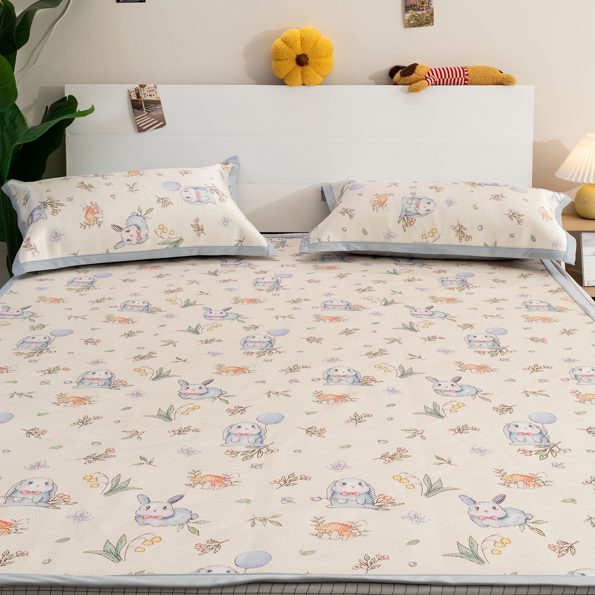 91家纺网 家纺一手货源 找家纺 欣宜家纺 2025新款夏季新款养生藤席冰藤席冰丝席空调席可机洗（提供质检报告） 草丛兔