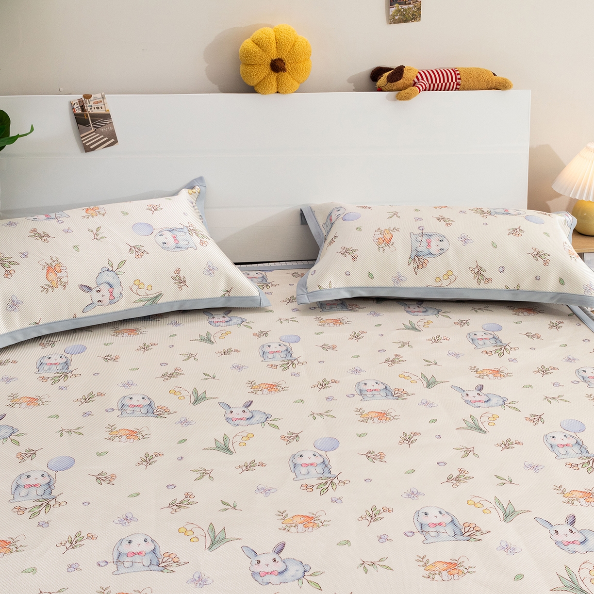 91家纺网 家纺一手货源 找家纺 欣宜家纺 2025新款夏季新款养生藤席冰藤席冰丝席空调席可机洗（提供质检报告） 草丛兔